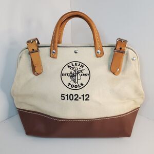 Vintage Klein Tools 5102-12 Heavy Duty Canvas & Leather Lineman's Tool Bag